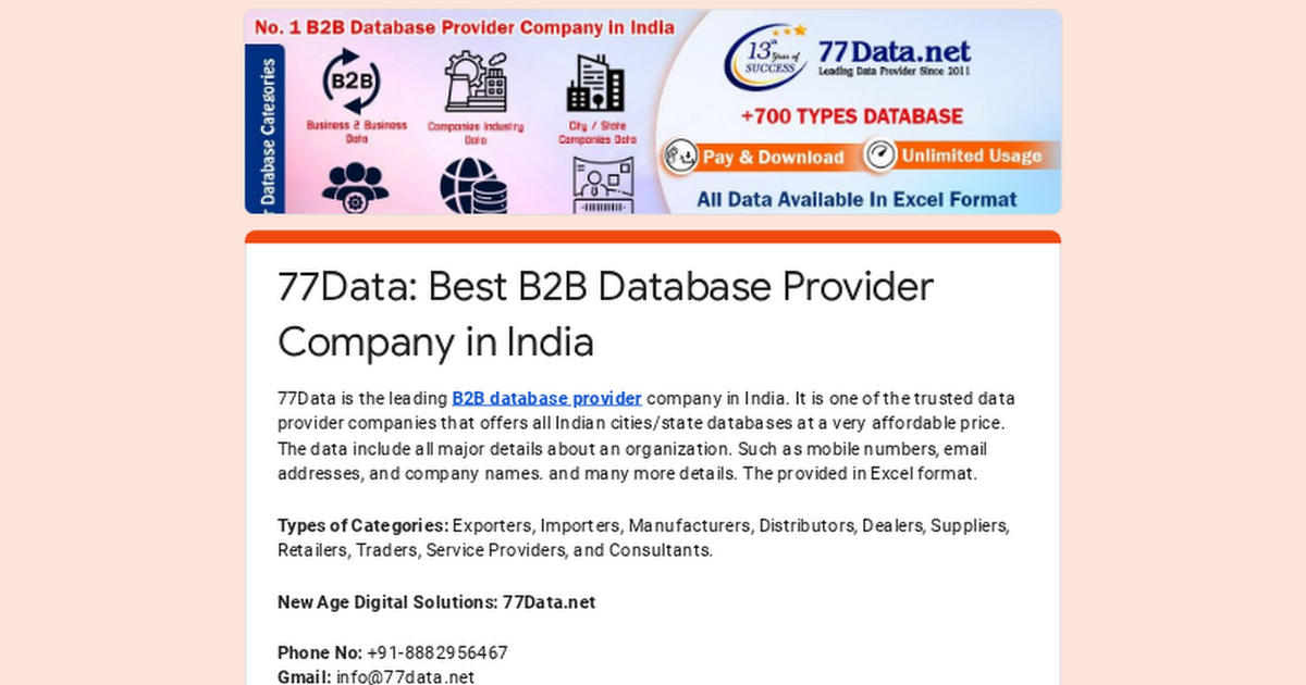 77Data: Best B2B Database Provider Company in India thumbnail