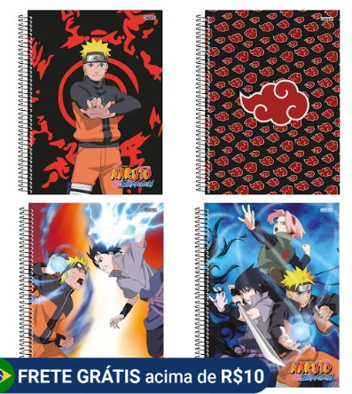 Caderno 15 Materias Naruto Grande 240 Folhas Capa Dura Original thumbnail