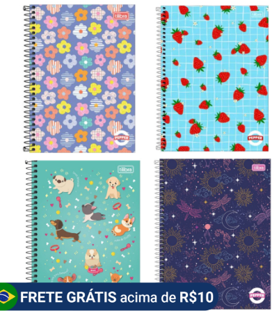 Caderno 10 Matérias Pepper Feminino 160 Folhas- Tilibra thumbnail