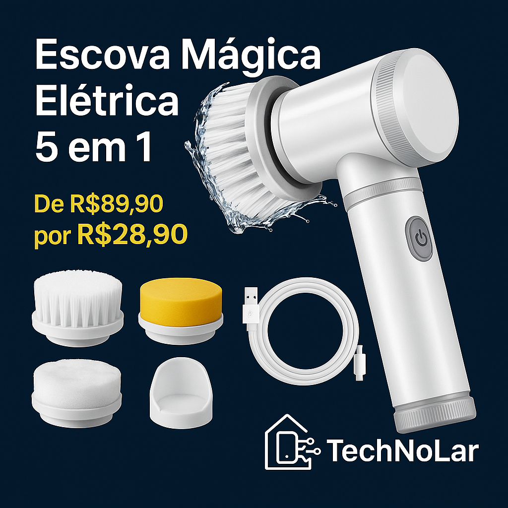 Escova Mágica De Limpeza Multifuncional Elétrica Sem Fio 5 Em 1 thumbnail