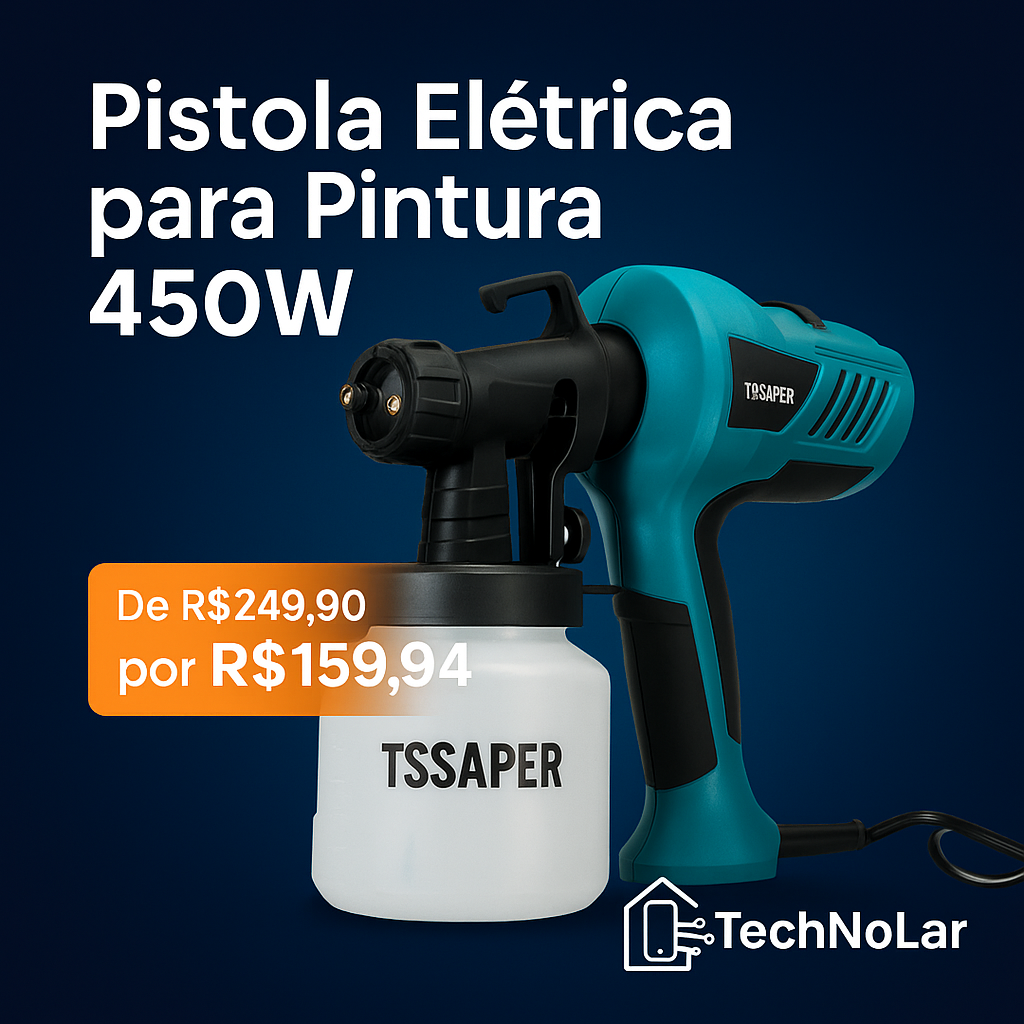 Pistola Elétrica para Pintura Pulverizador de tinta Compressor com Bico de Metal 450w thumbnail