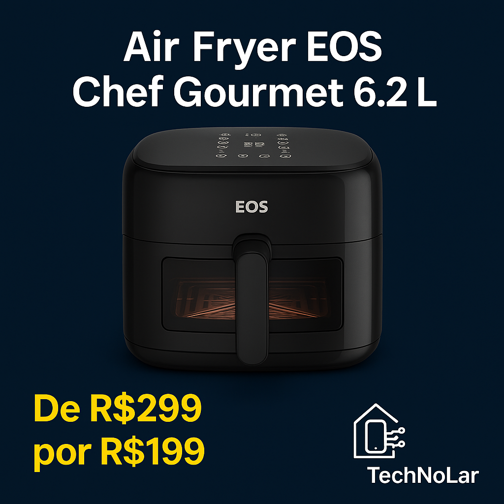 Fritadeira Sem Óleo Air Fryer Eos Chef Gourmet 6.2 Litros Compacta Digital Preto Eaf60p 110v : Amazon.com.br: Cozinha thumbnail