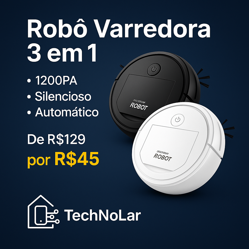 Robô Varredora/Aspirador De Pó 1200PA Automática 3 Em 1 thumbnail