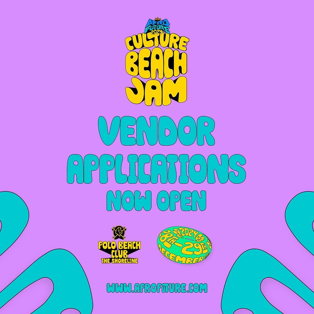 Calling All Vendors! 🛍️

Don’t miss your chance to showcase at Culture Beach Jam this December! 

Applications are now o