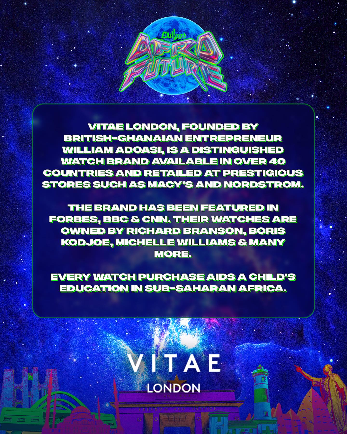 ⏱️ EXCLUSIVE AFROFUTURE X VITAE LONDON ALERT! ⏱️

Brace yourselves, AfroFuture fam! @vitaelondon is elevating your wrist