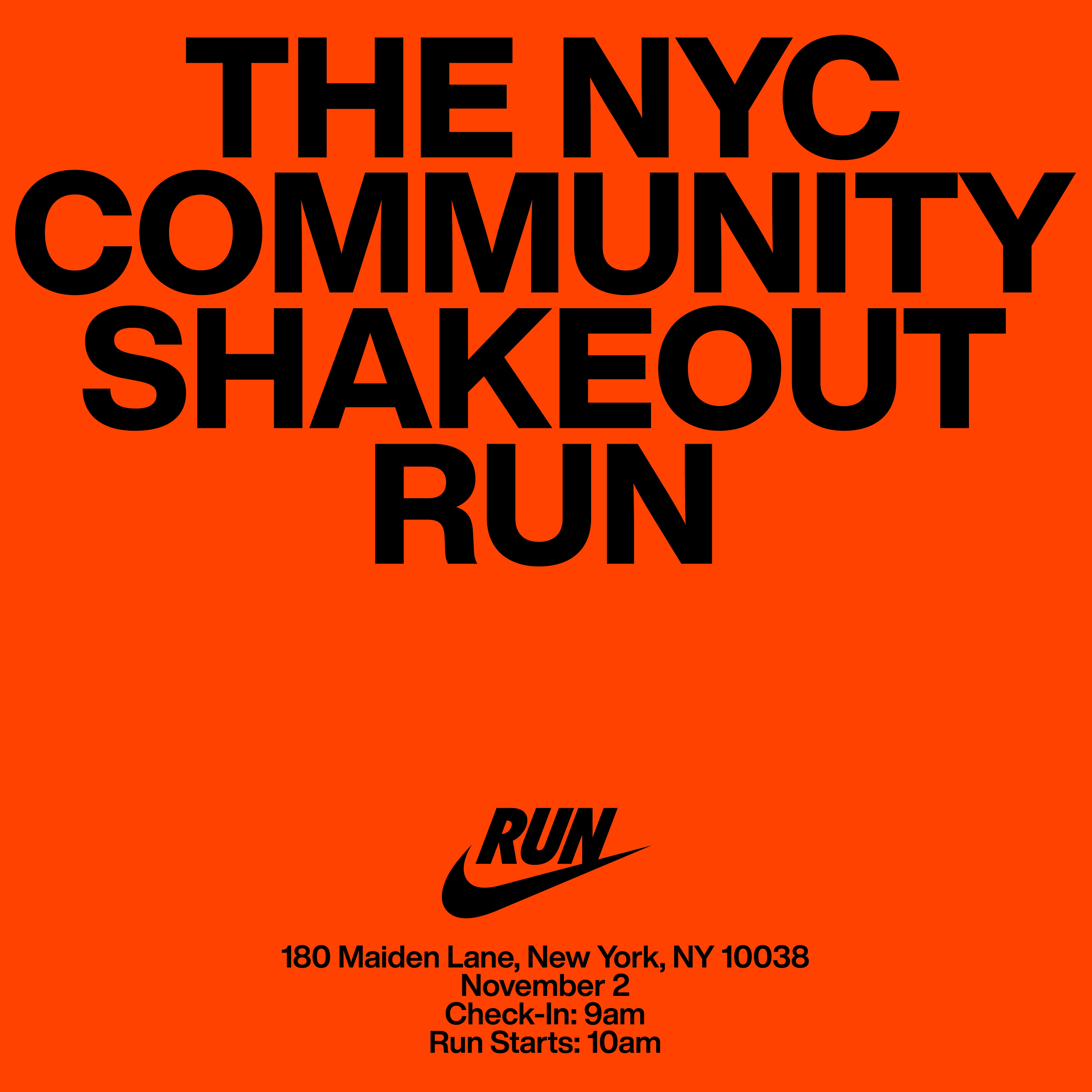 Nike NYC Marathon Community Shakeout RSVP thumbnail