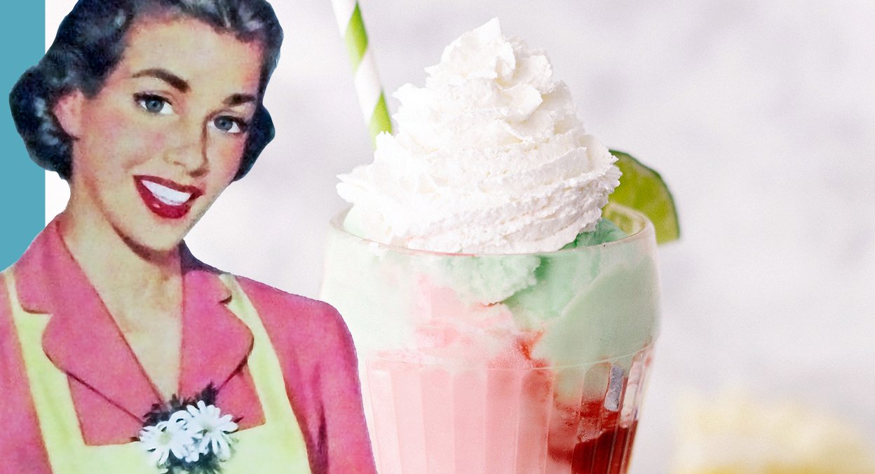 LIME RICKEY FLOAT WITH RASPBERRY SAUCE — vintage by the bite thumbnail
