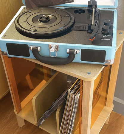 DIY Retro Record Stand Makeover | Mid-Century Vinyl Storage for Fall — Vintage By the Bite Retro Food Blog thumbnail