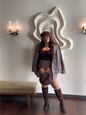 Had an event this morning - here’s the fit 🤎🧸  Thought it was gonna be fall but it’s actually 75 😒  #curvytiktok #plussi