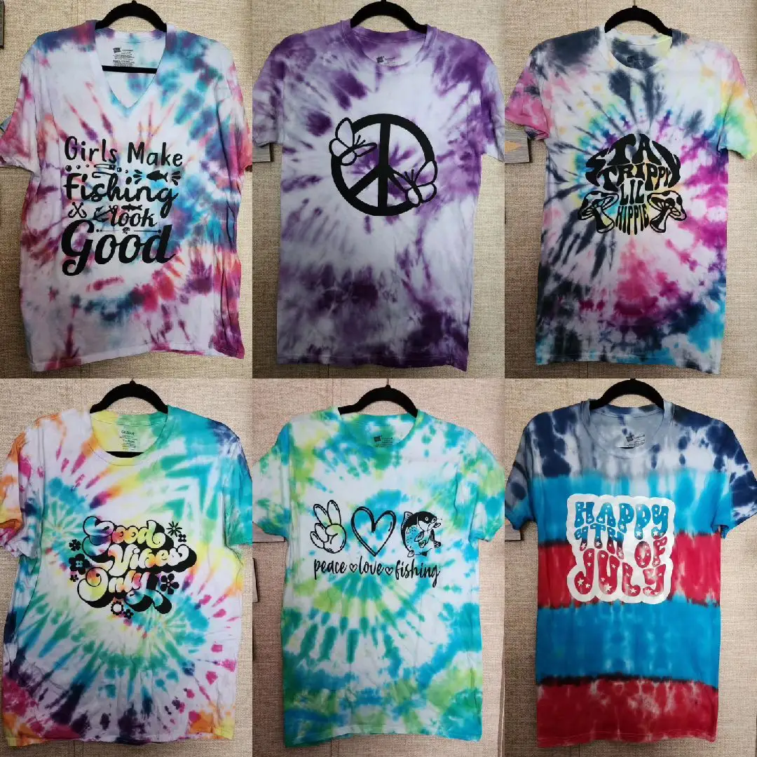 Some recent shirts that I've tie dyed 😎✌️  #customtiedye #tiedye #handmade #smallbuisness #shopsmall #cascadeidaho #grap