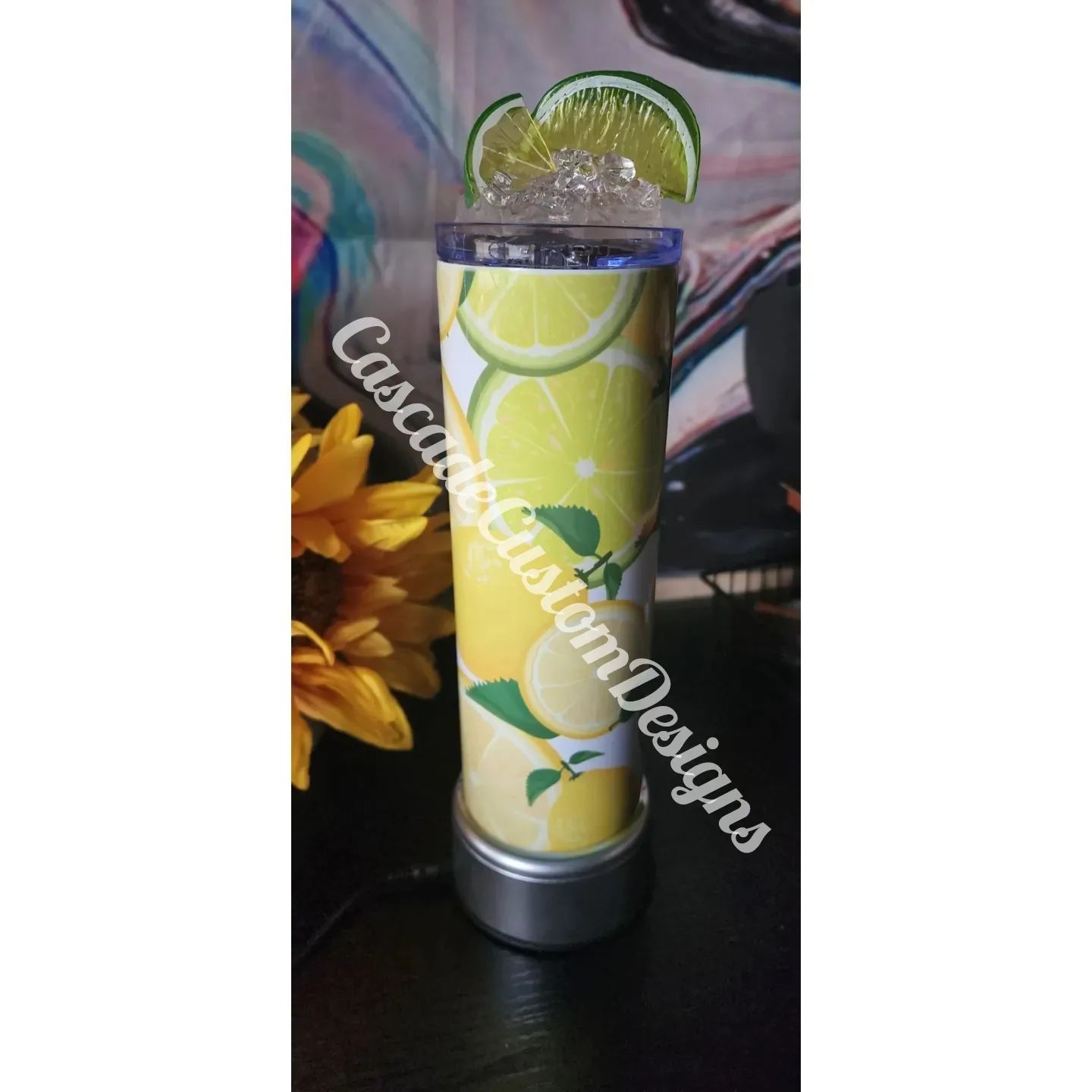 20 oz lemon/lime sublimated tumbler  with magnetic lime topper 🍋
#customtumblers #sublimation #supportsmallbusiness #wom
