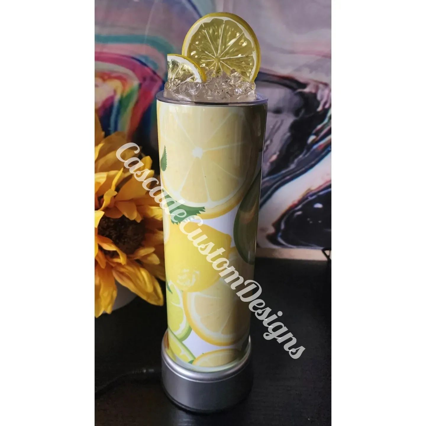 20 oz lemon/lime sublimated tumbler with magnetic lemon topper 🍋
#customtumblers #sublimation #supportsmallbusiness #wom