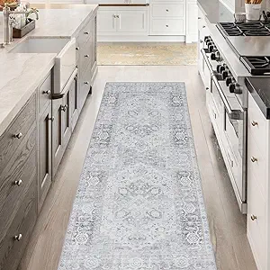Alfombra de pasillo de 2 x 6 pies, lavable, para interiores, vintage thumbnail