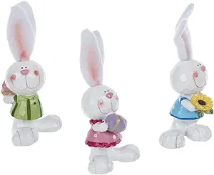 Juego de figuras de cerámica de conejo de Pascua thumbnail