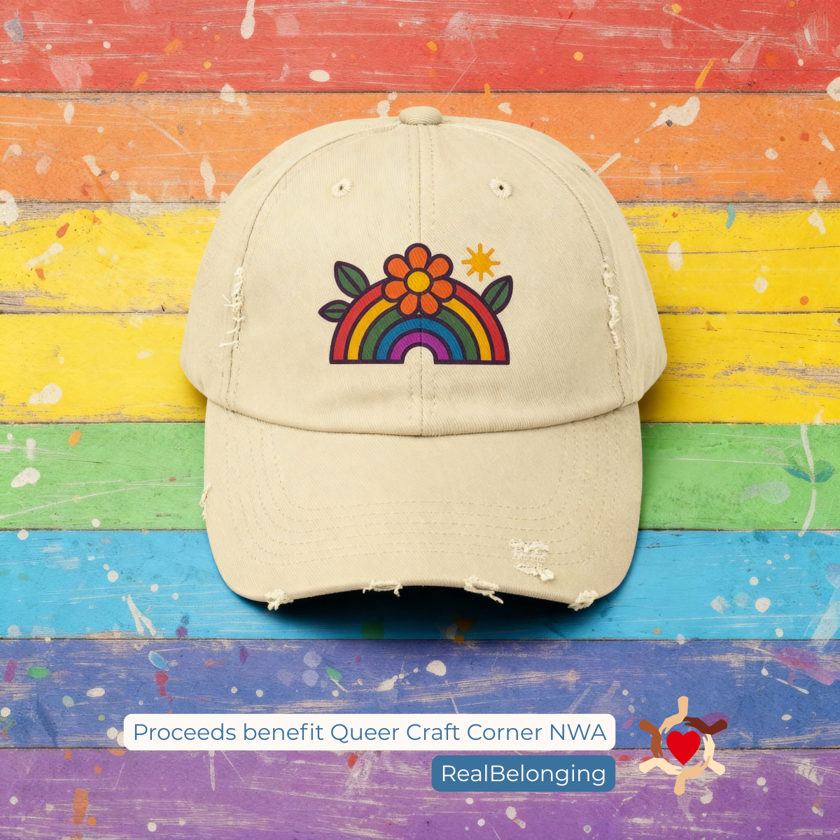 Queer Craft Corner Rainbow Flower Cap thumbnail