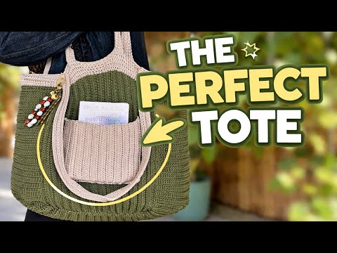 Crochet Tote Bag With Pockets?! | Easy & Practical DIY thumbnail