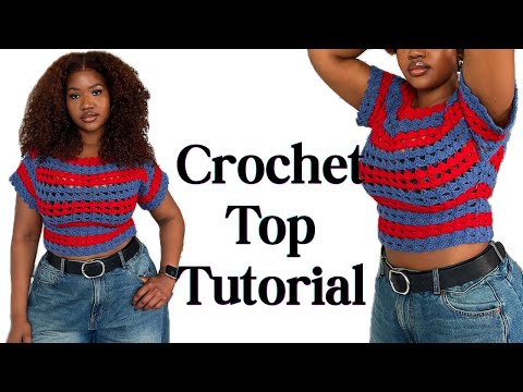I Crocheted a Trendy Stripe Top ✨ Tutorial + Pattern|| Easy summer Top thumbnail