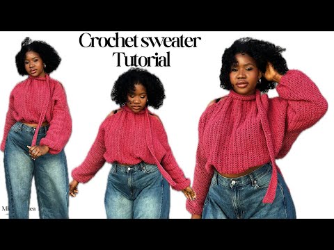 Crochet a Trendy Balloon Sleeve Sweater | Side-to-Side Sweater Tutorial thumbnail