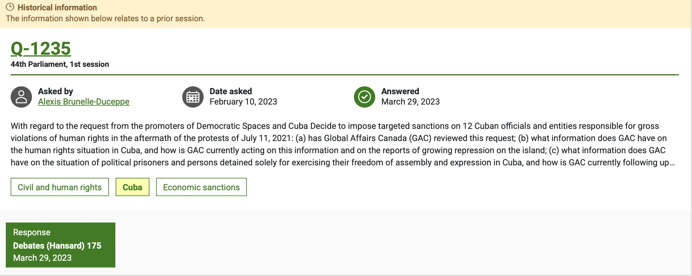Written Questions - Written Questions - House of Commons of Canada thumbnail