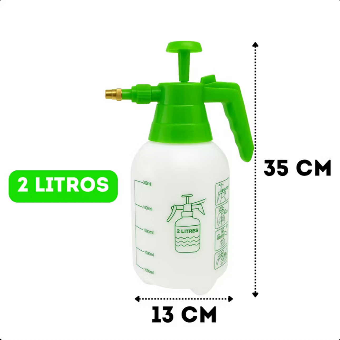 Pulverizador Borrifador Compressão Para Jardinagem Limpeza Vidro Automotivo Spray Manual Multiuso 2L thumbnail