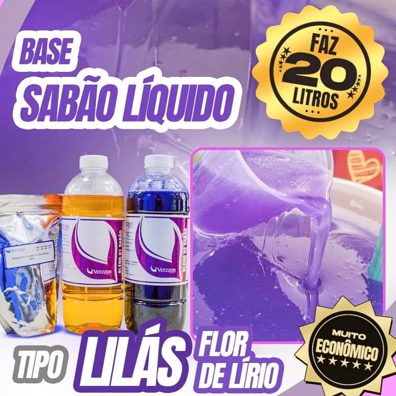 Base Kit VERZZON Completo para 20L de Sabão FLOR DE LÍRIO PREMIUM thumbnail