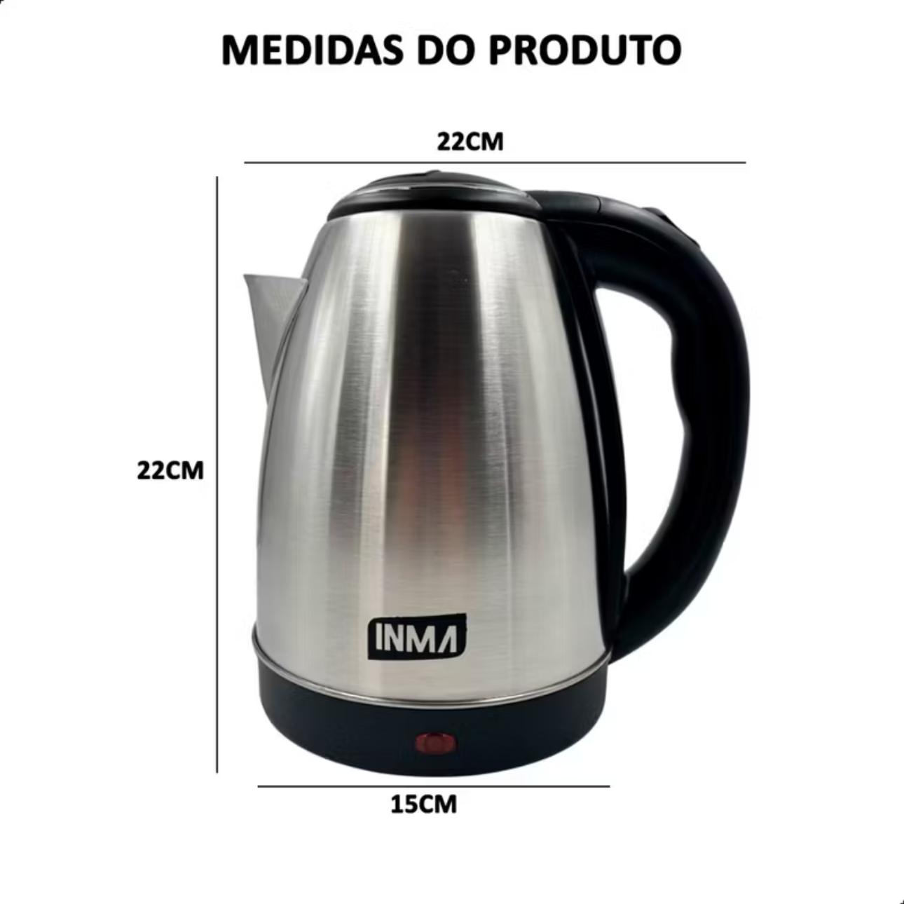 Chaleira Elétrica Inox Portátil 1,8l Jarra Térmica Esquenta Chá Ferve Água Rápido Inma 110v ou 220v thumbnail