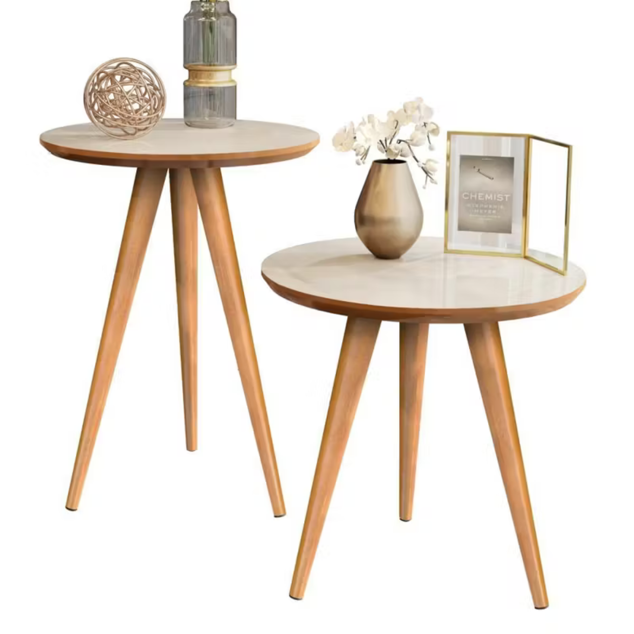 Conjunto de Mesas para Sala Classic Sofá Redonda com Pés Palito Decoração thumbnail