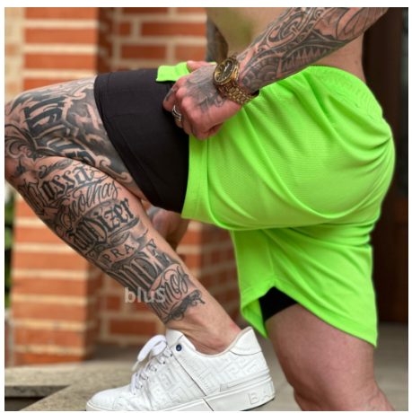 Short 2 em 1 Bermuda Academia Masculina Treino Elastano thumbnail