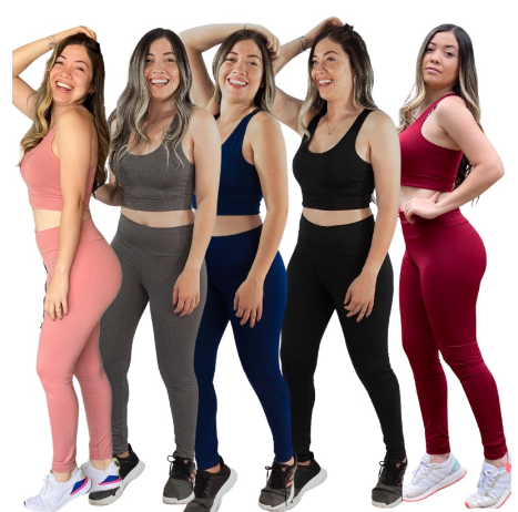 Conjunto Top + Calça Leg legging Roupas Academia Moda Fitness Cintura Alta Fitness  4.4  5, thumbnail