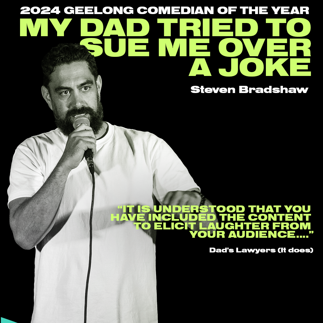 Sun 2nd Nov: Geelong Comedy Festival: My dad tried to sue me over a joke (Solo show) thumbnail