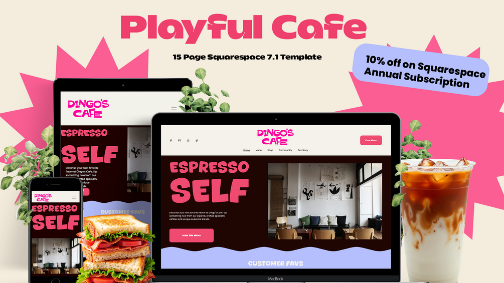 Playful Cafe Squarespace Template  thumbnail
