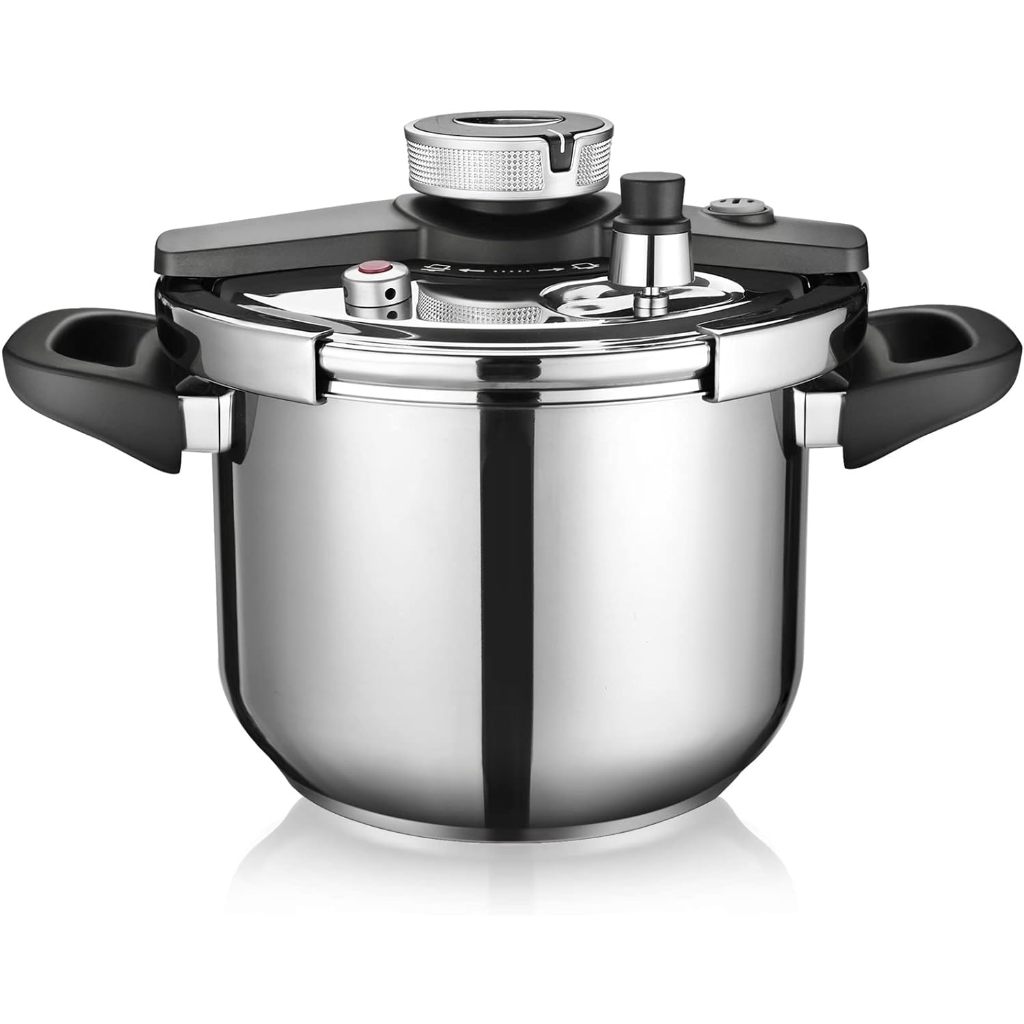 Panela De Pressão , 6,3-Quart Cozinha Adequada Para Indução E Fogão , 304 Trem De Aço Inoxidável Com Tampa De Fácil Abertura Fecho thumbnail