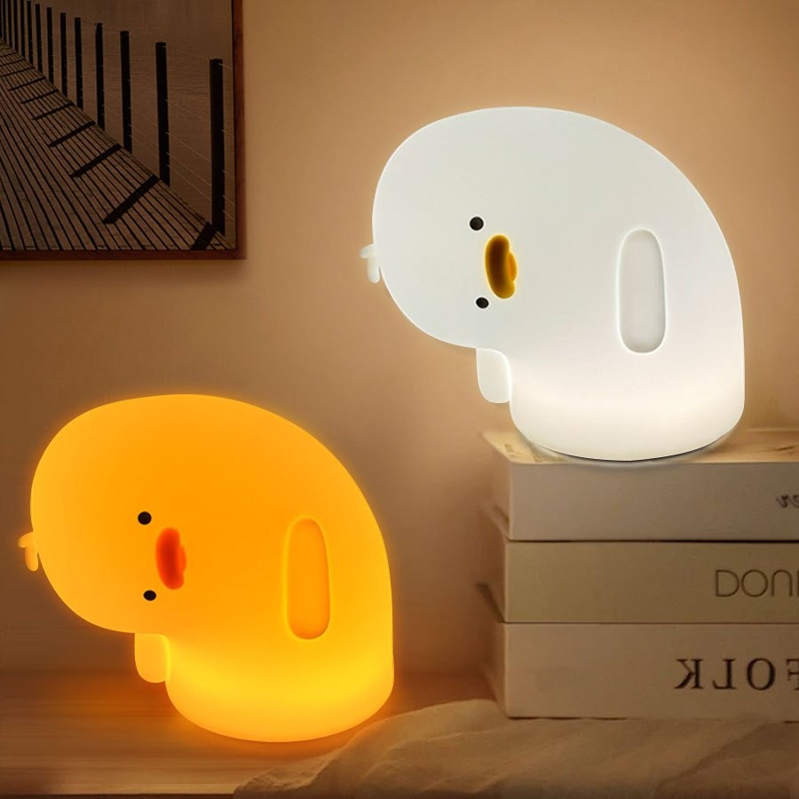 Luz De LED De Pato Noturna Fofa De Silicone Lâmpada De Mesa USB Temporizador Recarregável Decoração De Quarto De Cabeceira Kids thumbnail