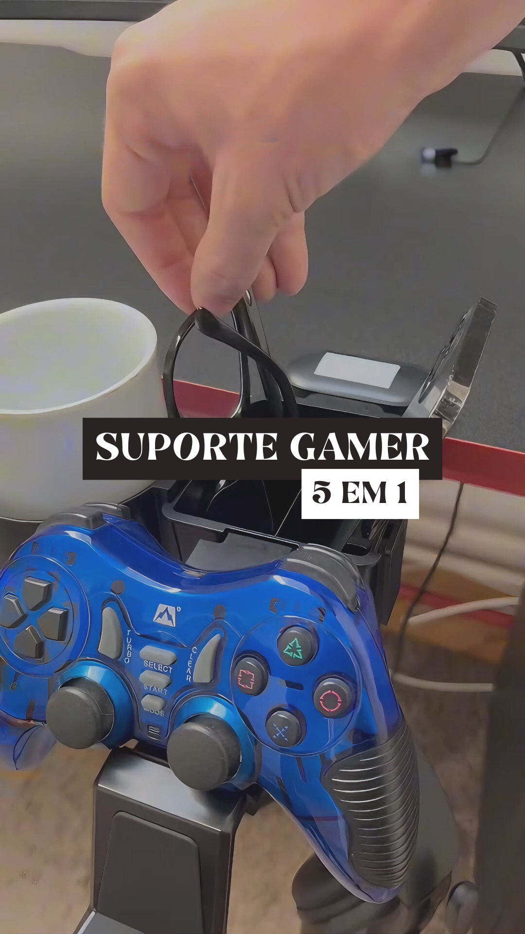 Suporte Para Fone De Ouvido Rotativo 5 Em 1-Com Porta-Copos thumbnail