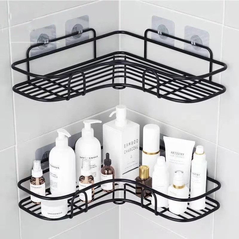 Prateleira de banheiro, shampoo, organizador de sabão, triângulo, suporte adesivo para parede thumbnail