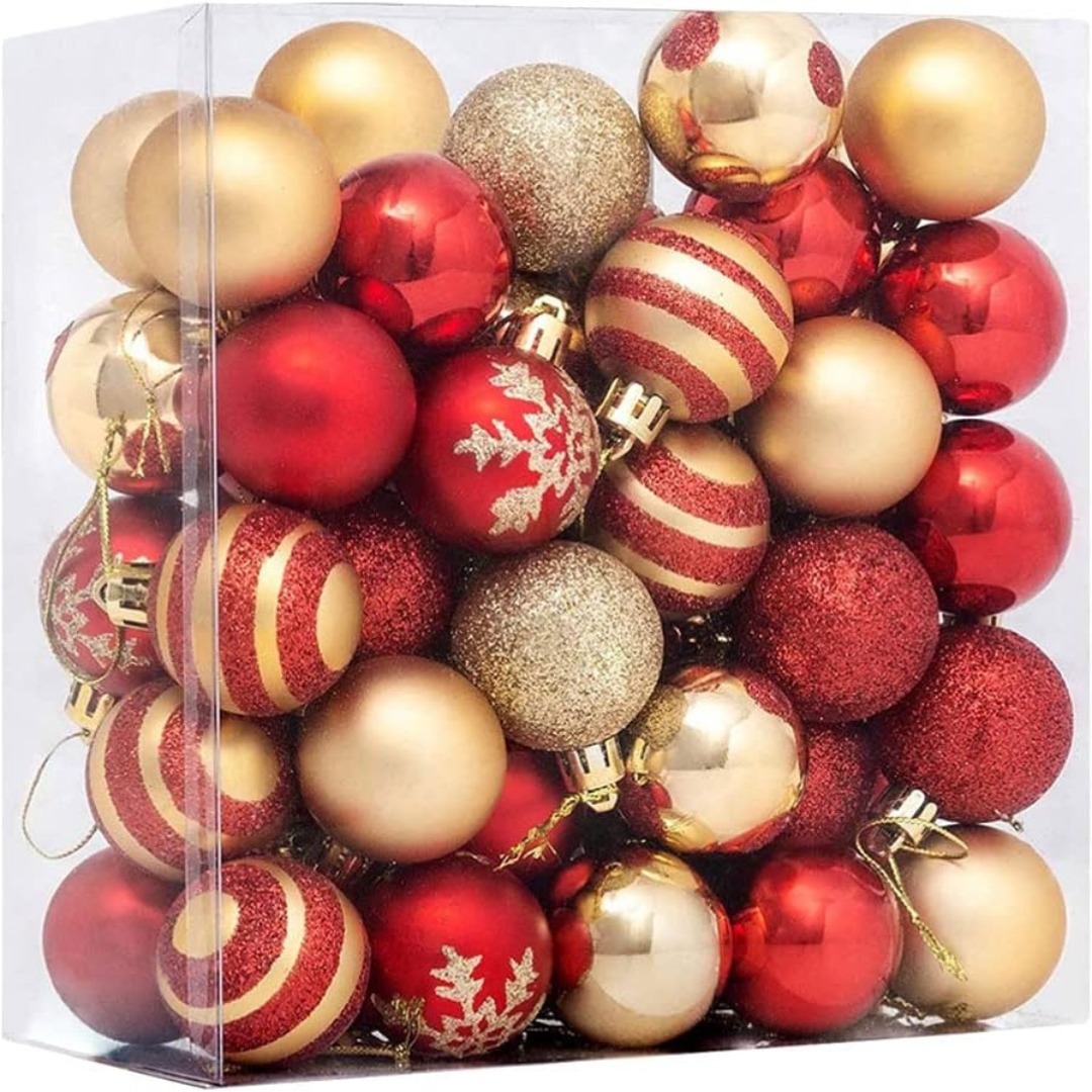 Angoily 50PCS Enfeites De Bola De Natal para Decorações Da Árvore de Natal 4CM Vermelho E Inquebráveis Enfeites De Natal Bolas de Ouro Conjunto para Árvore De Natal Decoração de Suspensão : Amazon.com.br: Casa thumbnail