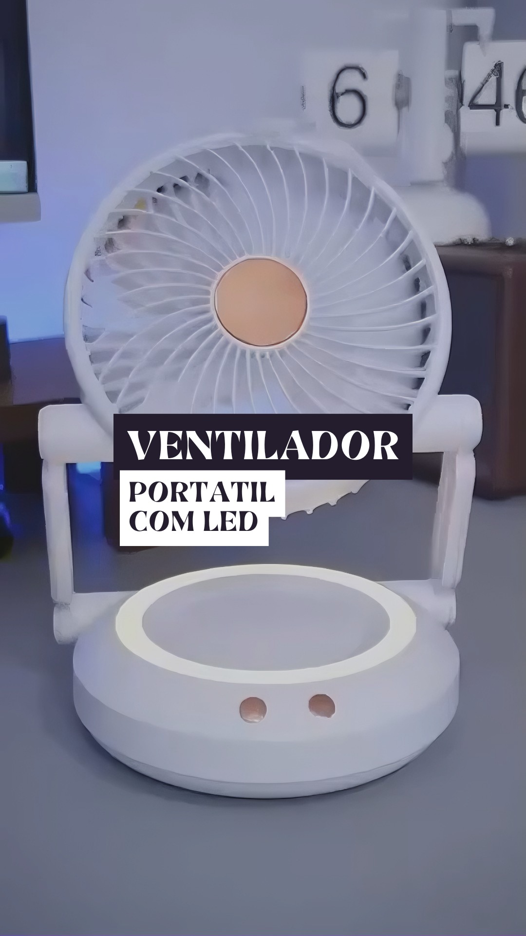 Ventilador Portátil Dobrável Recarregável Usb 3 Velocidades Potente thumbnail