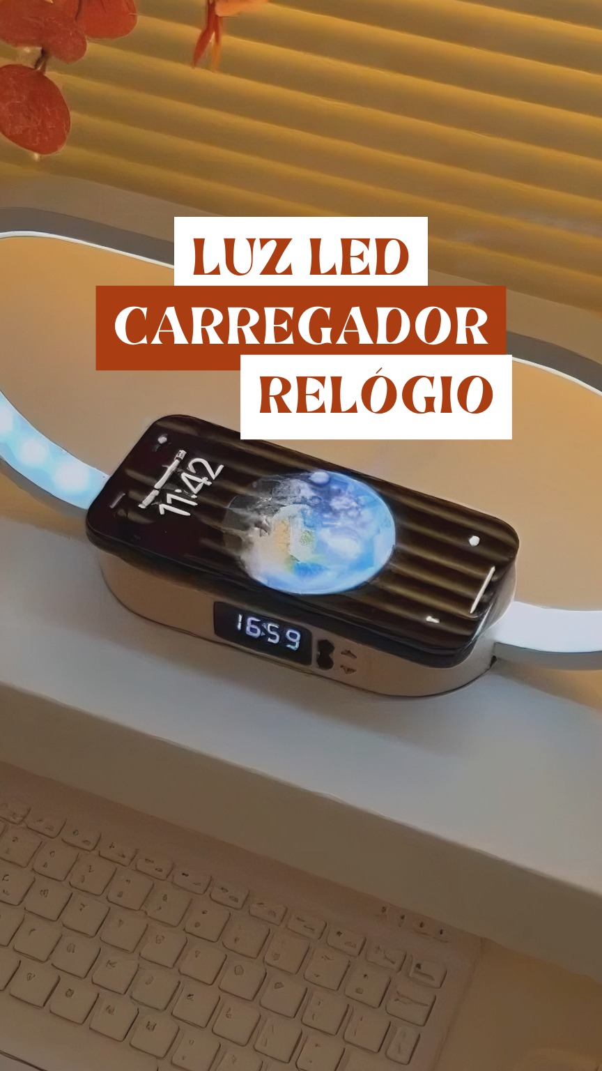 Almofada Do Carregador Multifuncional Sem Fio Relógio De Mesa LED Luz De Presença USB Porta Dock Da Estação De Carregamento thumbnail