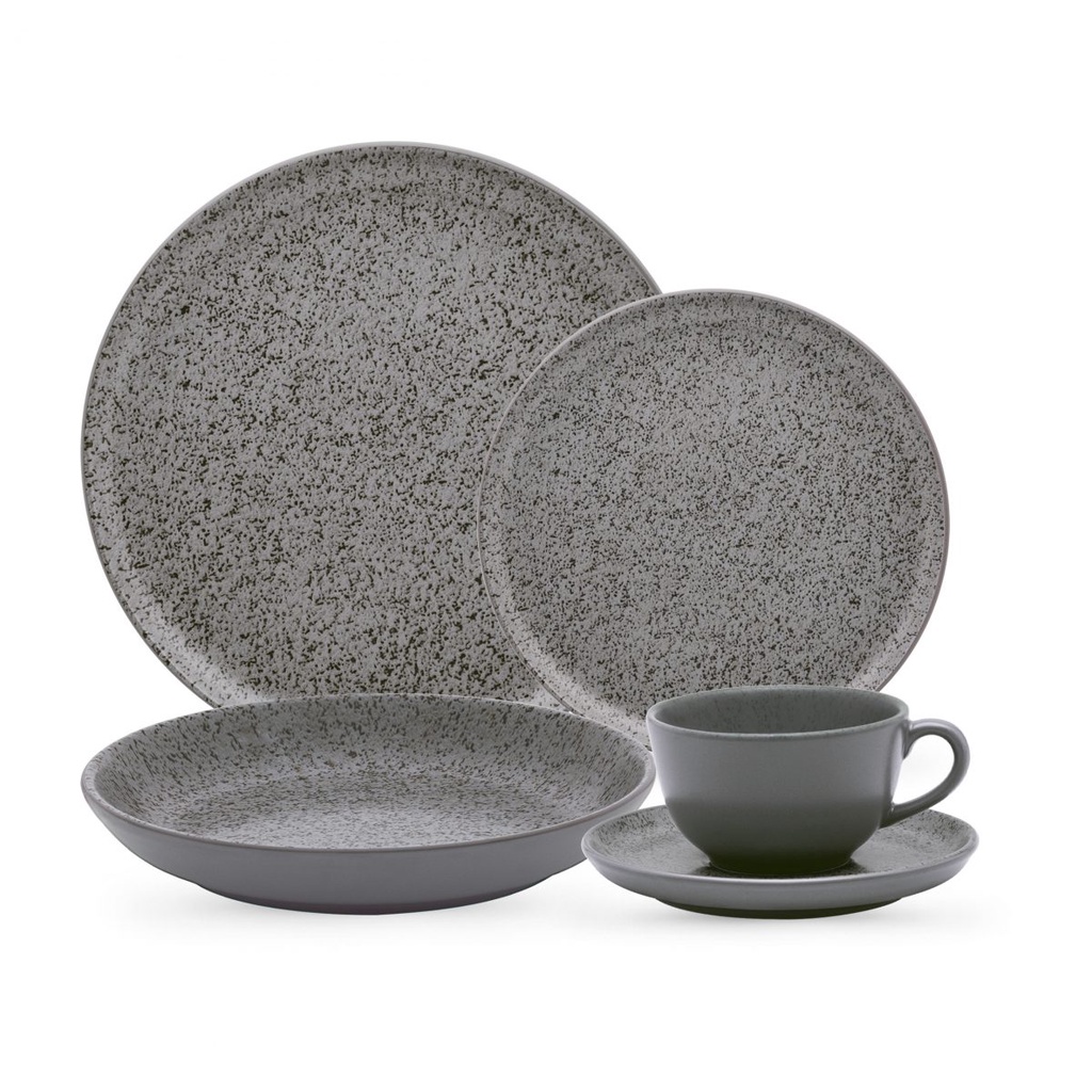 Aparelho de Jantar e Lanche Caneca Bowl 16 Peças Flat Gray Oxford Jogo De Pratos Cinza Granito thumbnail