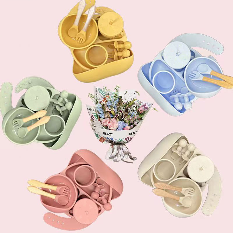 PRIMEIRO POST Conjunto Jantar de Silicone para Bebês com Tigela de ventosa Sippy Cup Bibs thumbnail