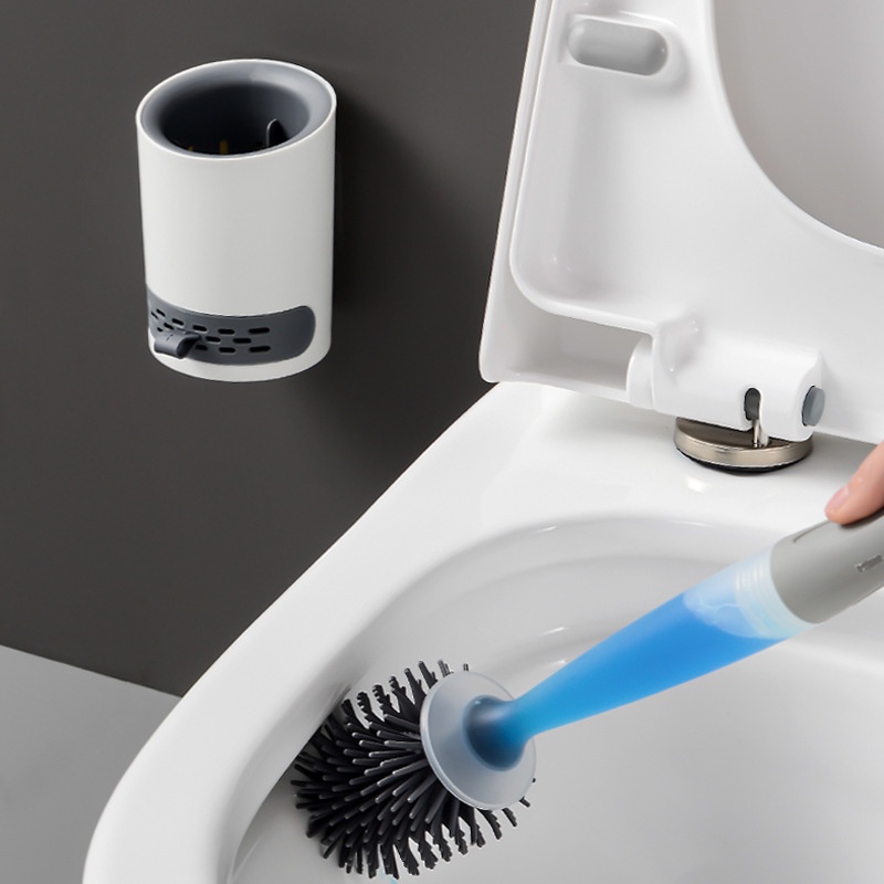 Escova Sanitária Fato De Escova De Vaso Sanitário De Silicone Cheia De Líquido Com Alça Longa Pode Ser Pendurada No Banheiro Doméstico thumbnail
