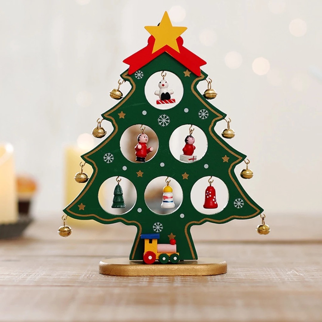 Ornamento de Mesa de Natal, Pinheiro Verde Com Estrela Decoração de Natal - Allmini thumbnail
