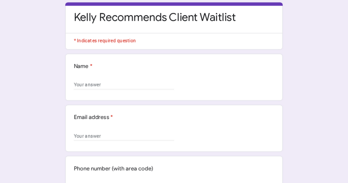 Kelly Recommends Client Waitlist thumbnail