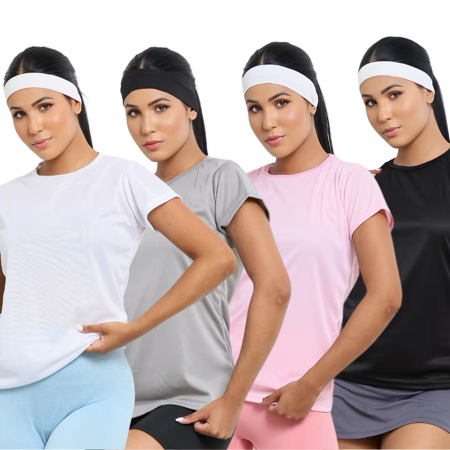 Kit 4 Blusas Feminina Blusinha Básica Premium Dry Fit Camiseta Lisa thumbnail