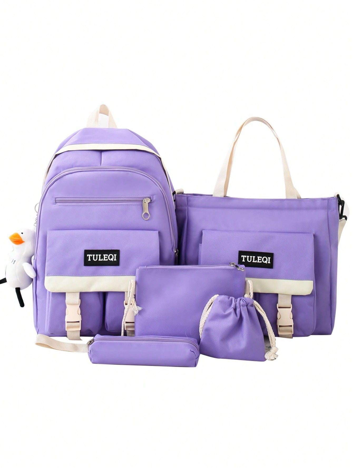 Mochilas KIT 5 de lazer e viagem para adolescentes e meninas estudantil Passeio Coreano Grande Capacidade Com Chaveiro Impermeável thumbnail