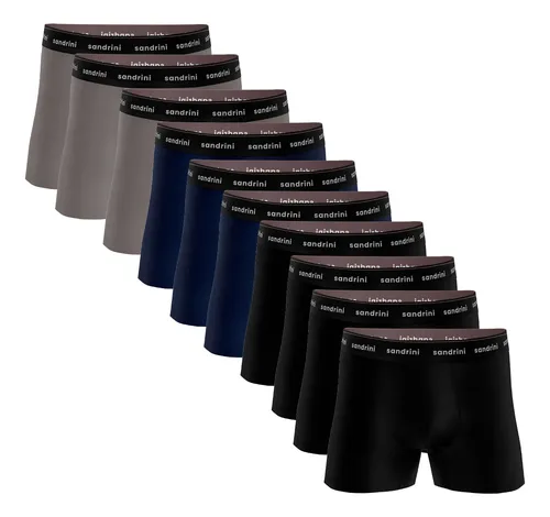 Kit 10 Cuecas Boxer Sandrini Masculinas Algodão Conforto thumbnail