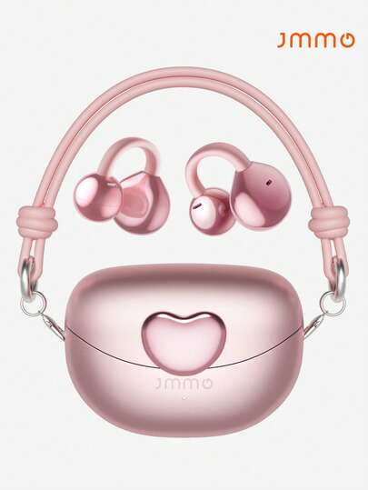 JMMO Fones de Ouvido Sem Fio com Microfone, Tipo Clipe, Abertos, À Prova d'Água, Fones de Ouvido Esportivos, Confortáveis para Orelhas Pequenas e Usuários de Óculos, Exercícios, Acessório de Moda, Rose Gold thumbnail