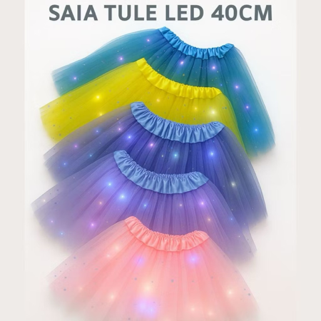 Saia Tule com Led Strass Adulto 40cm Festa Halloween Carnaval thumbnail