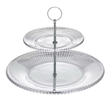 Porta Doces 2 Andares de Cristal Renaissance 18,5/22,5cm x 24cm - Lyor thumbnail