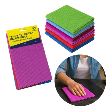 Kit 12 Panos Microfibra Limpeza Pano Mágico 30x30cm thumbnail